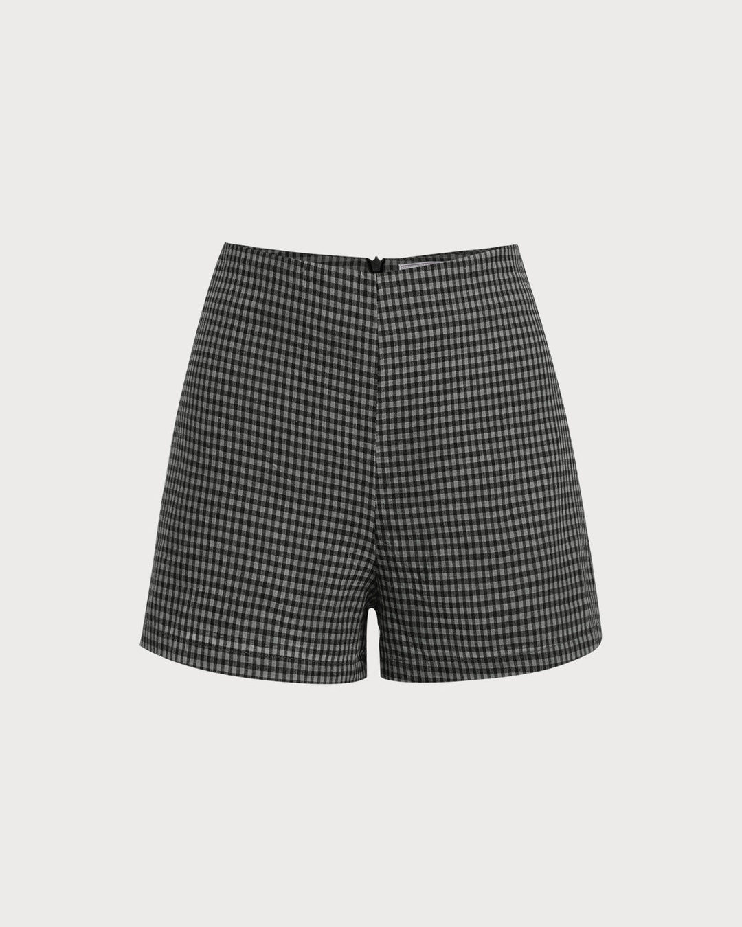 Grey High Waisted Plaid Shorts