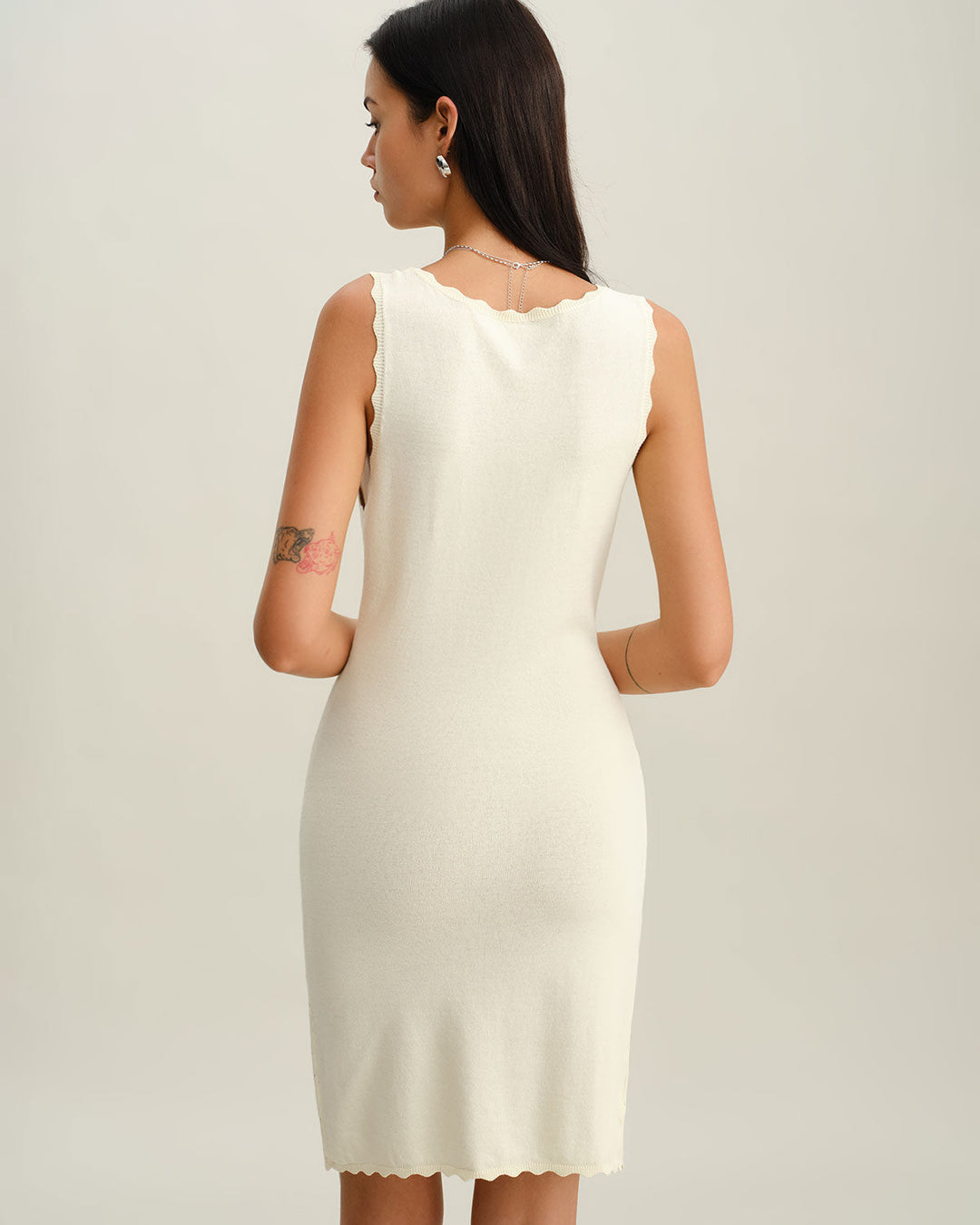 Apricot Square Neck Slip Sweater Dress