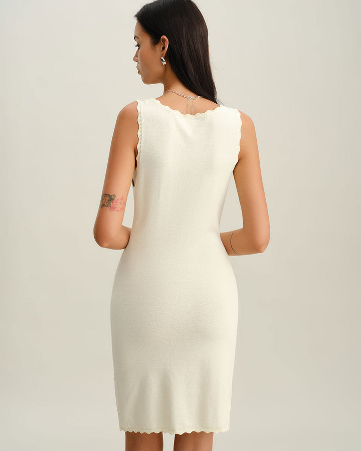 Apricot Square Neck Slip Sweater Dress