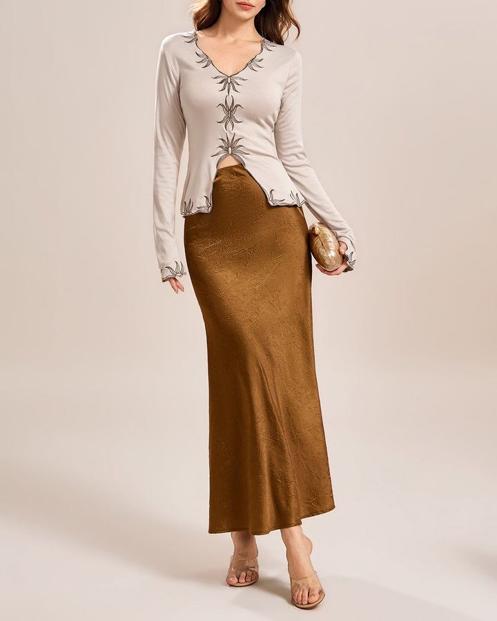 Beige V Neck Tee