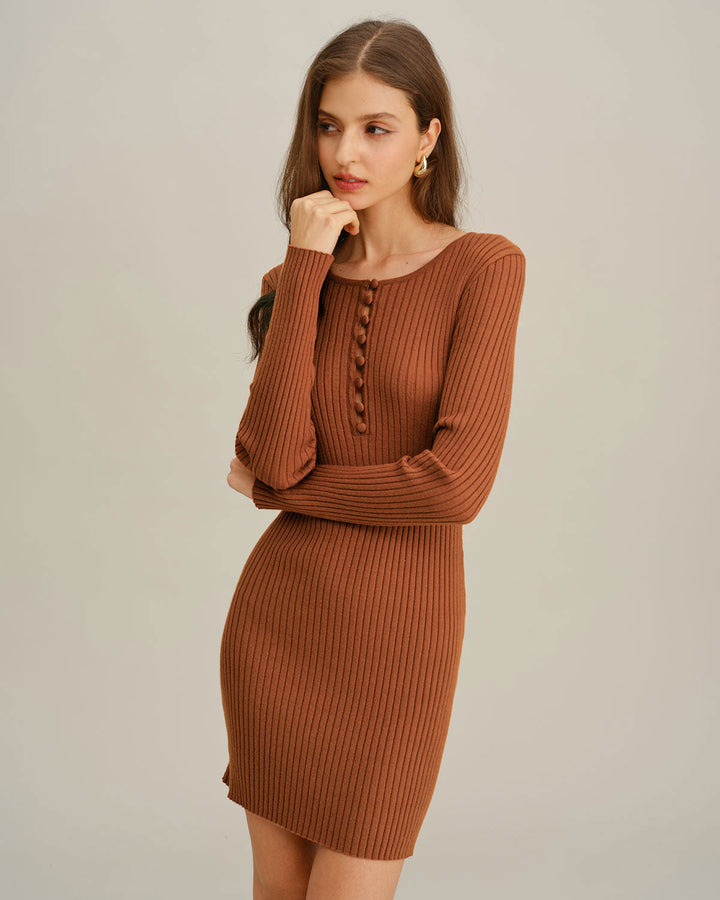 Caramel Bodycon Sweater Dress