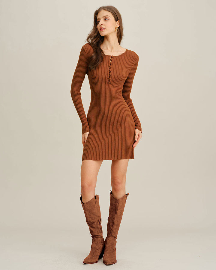 Caramel Bodycon Sweater Dress
