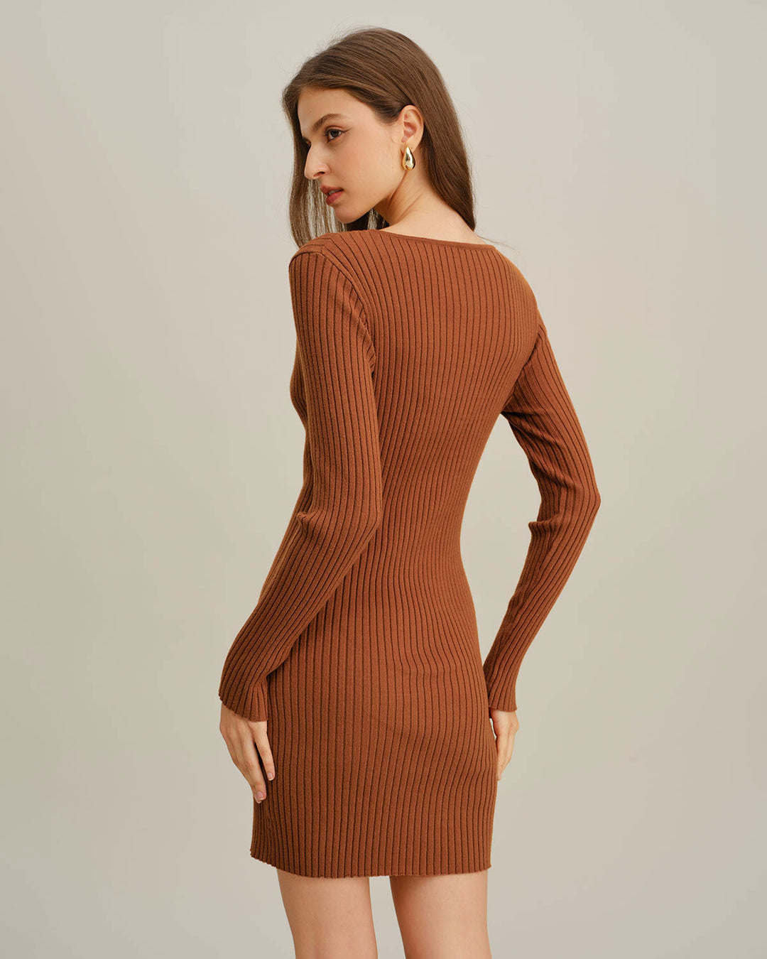 Caramel Bodycon Sweater Dress