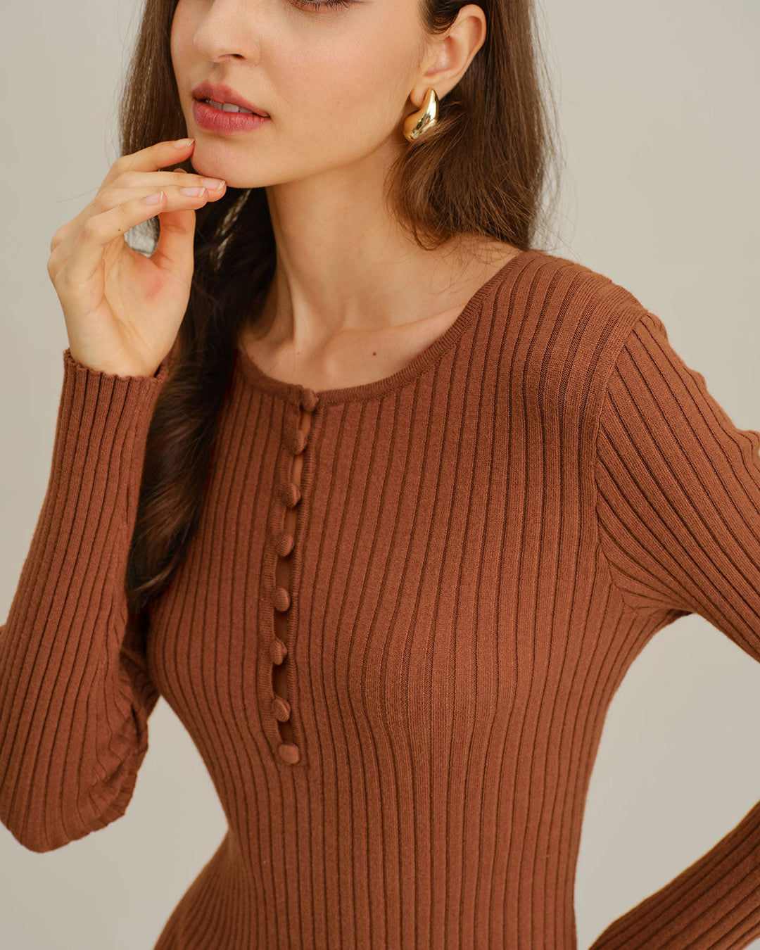 Caramel Bodycon Sweater Dress