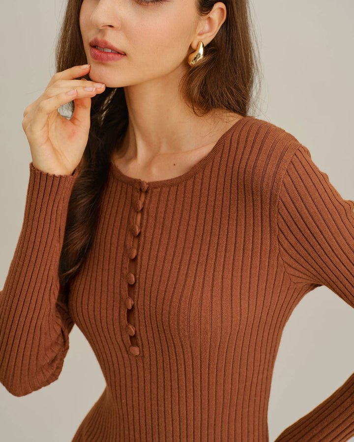 Caramel Bodycon Sweater Dress