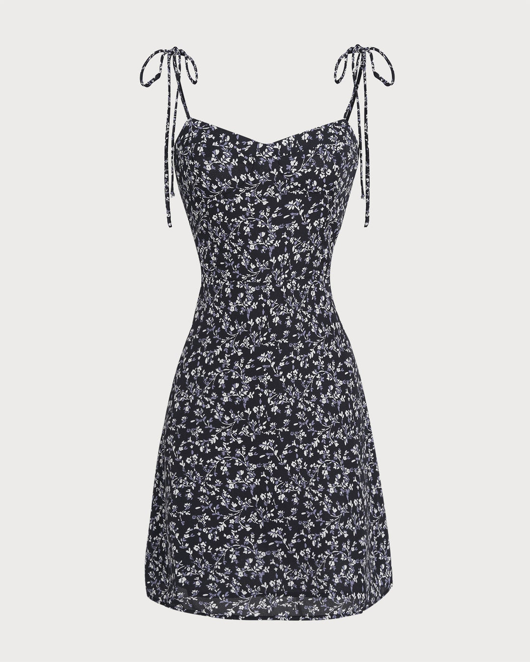 Blue Floral Tie Strap Mini Dress