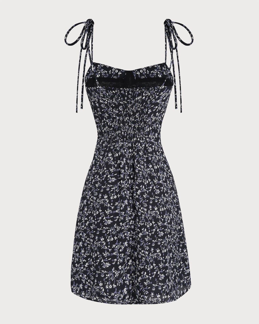 Blue Floral Tie Strap Mini Dress