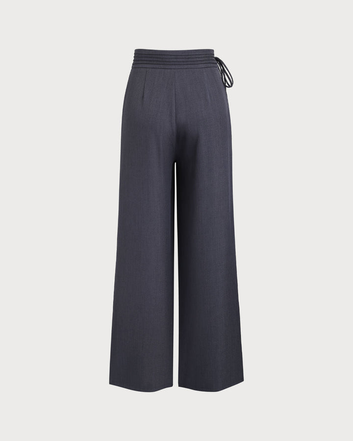 Grey Natural Waisted Casual Straight Pants