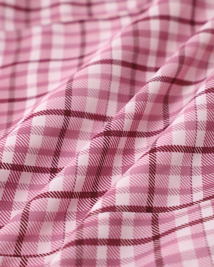 Pink Plaid Straight Mini Skirt